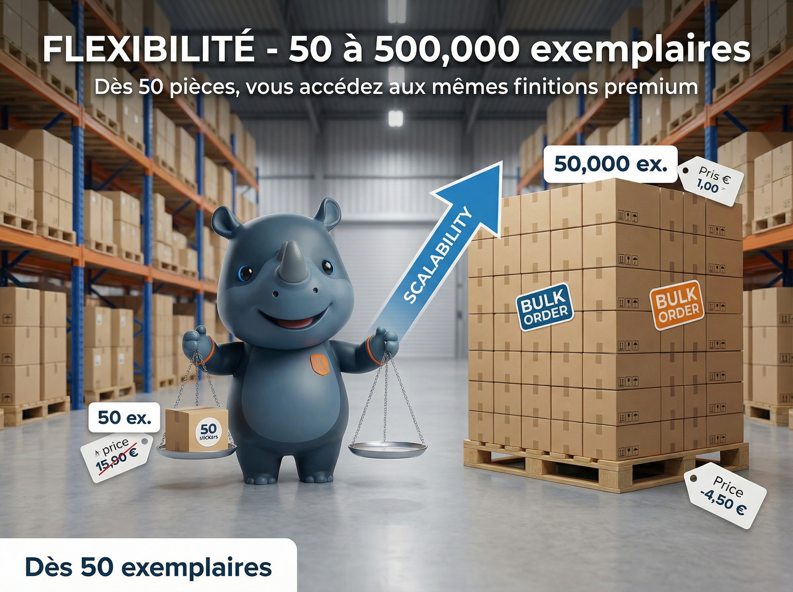 Flexibilité 50 à 500000 stickers