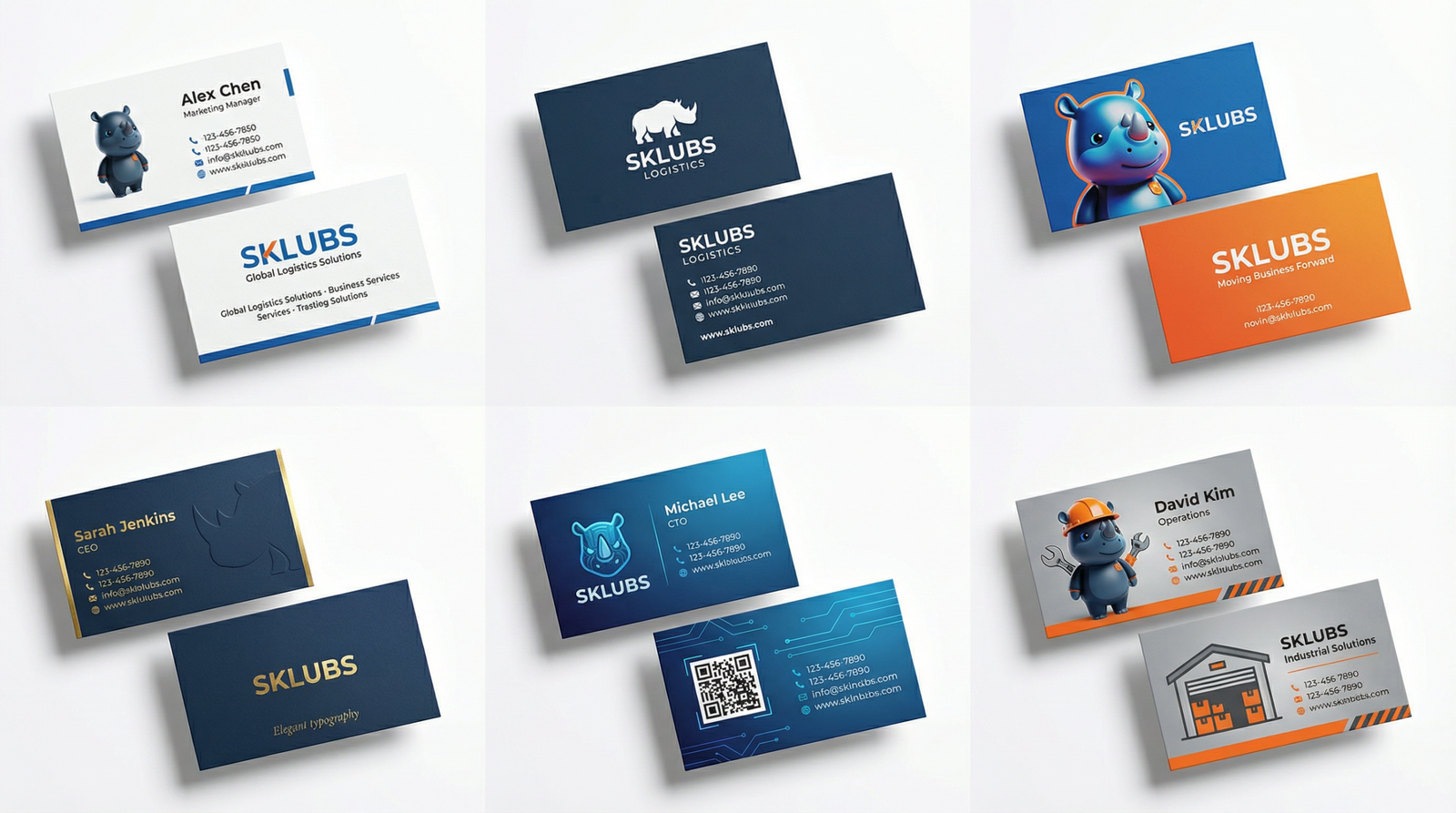 Cartes de visite premium SKLUBS — réalisations corporate dorure gaufrage tranche colorée